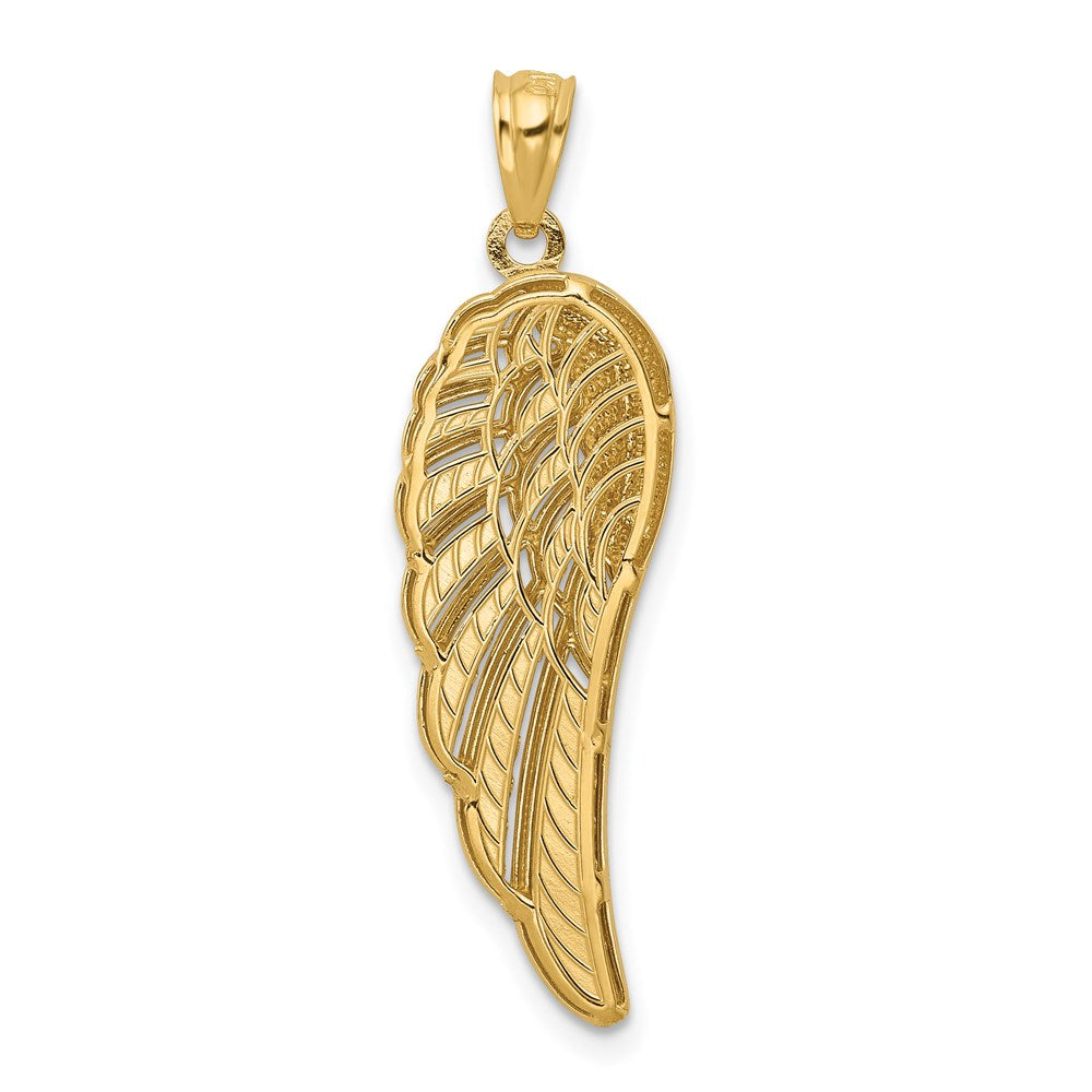 Million Charms 14K Yellow Gold Themed & Rhodium-plated Polished Two Level Angel Wing Pendant