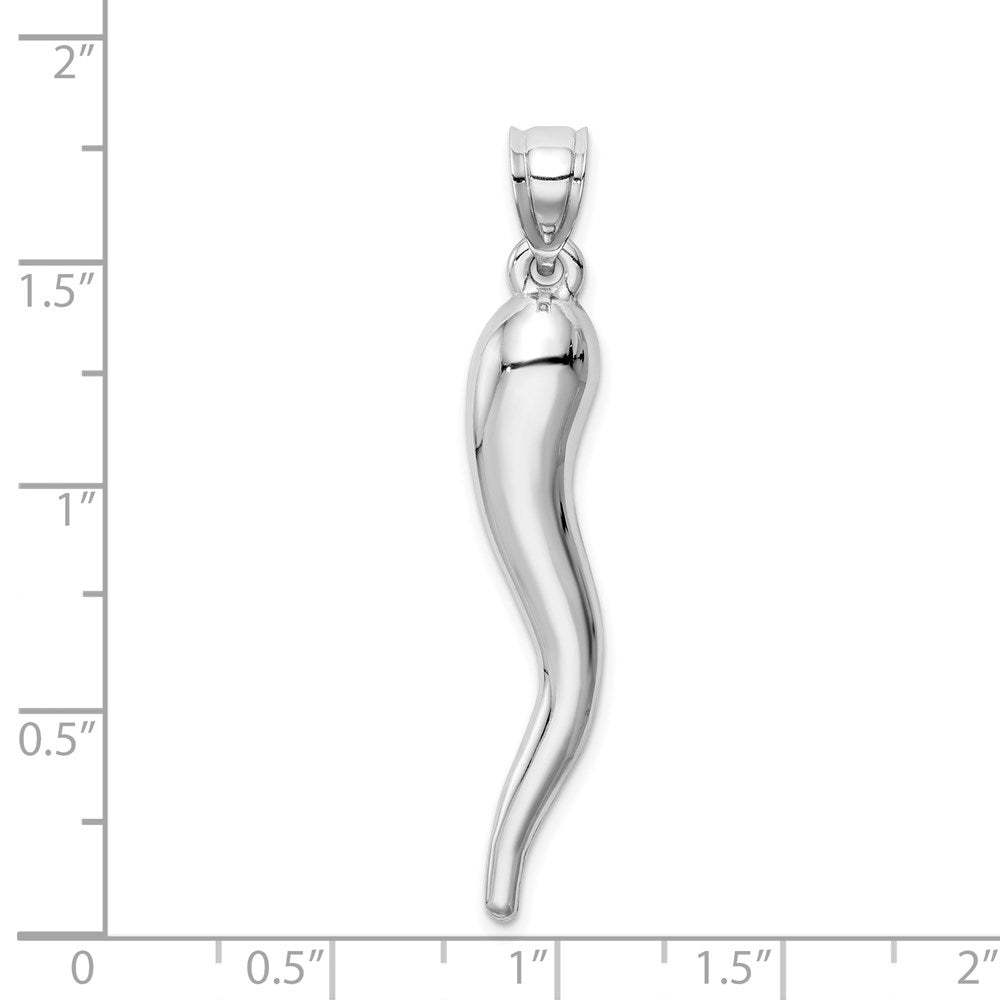 Million Charms 14K White Gold Themed Hollow Italian Horn Pendant
