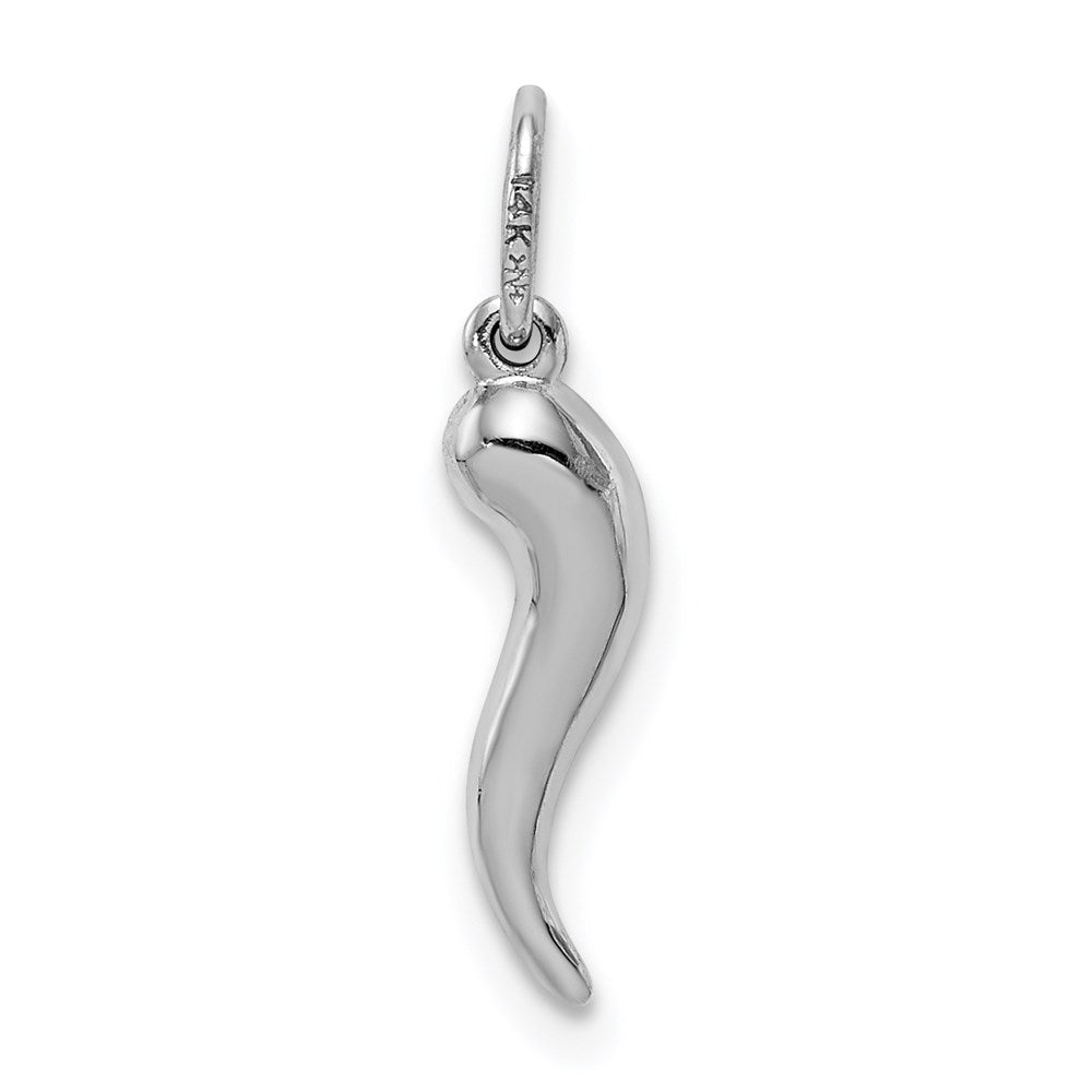 Million Charms 14K White Gold Themed Hollow Italian Horn Pendant