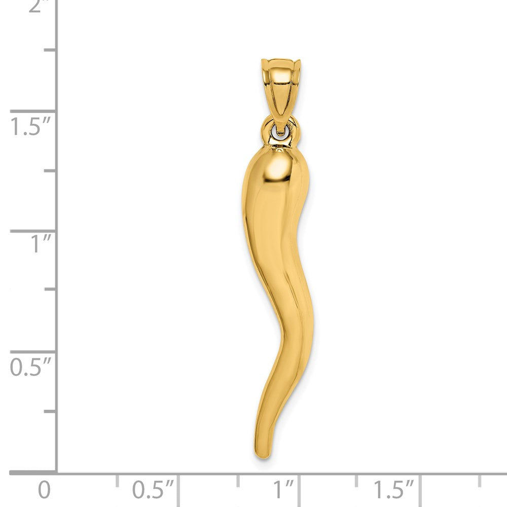 Million Charms 14K Yellow Gold Themed Hollow Italian Horn Pendant