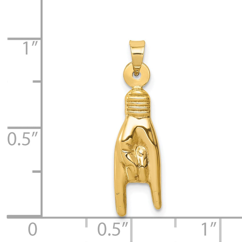Million Charms 14K Yellow Gold Themed Hollow Rock On Sign Charm