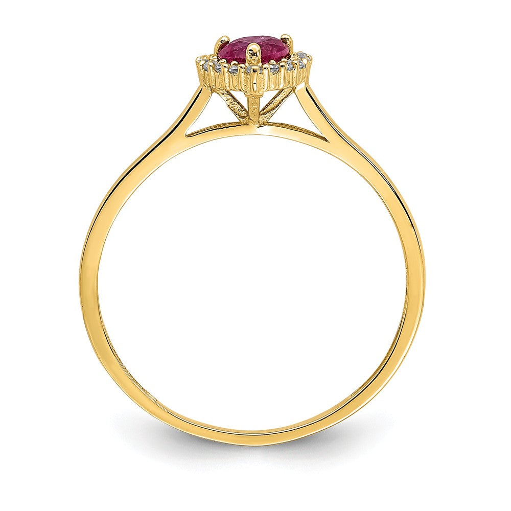 14k Yellow Gold Heart Pink and Clear CZ Ring, Size: 7