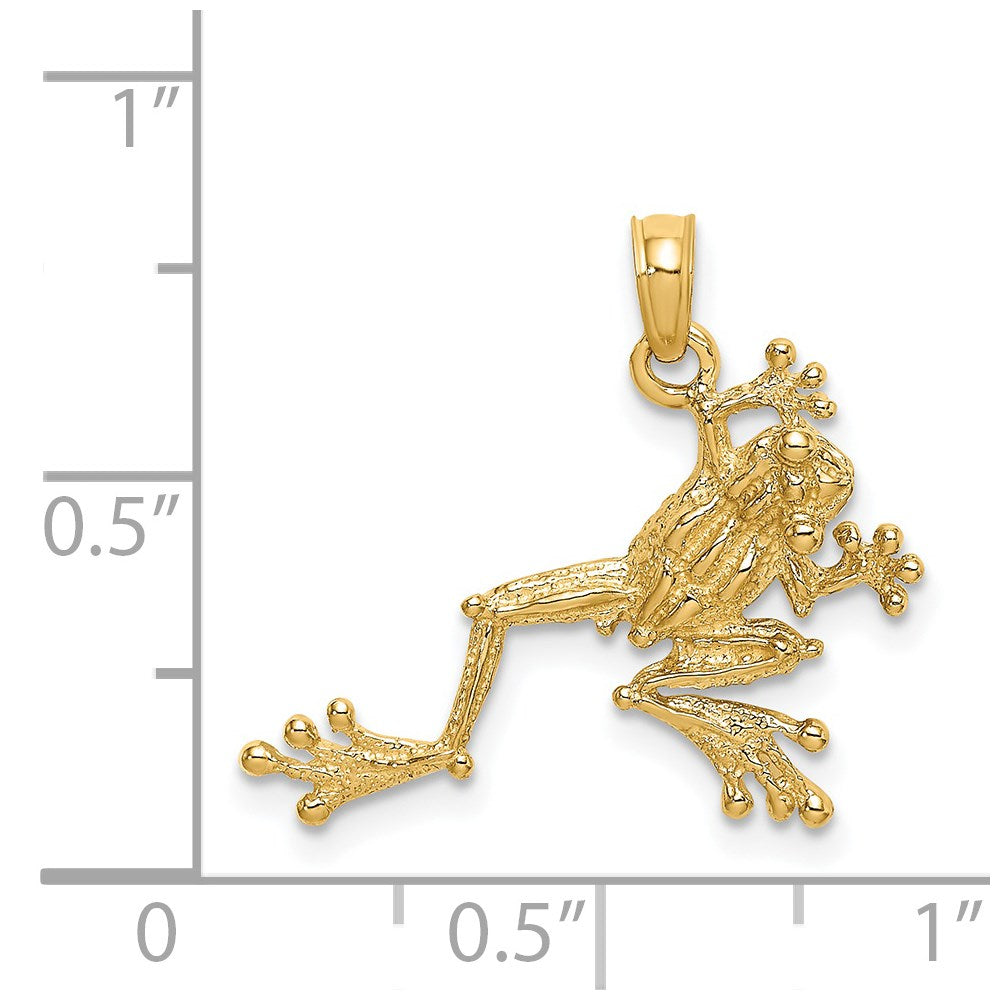 Million Charms 14K Yellow Gold Themed 2-D Textured Frog Charm