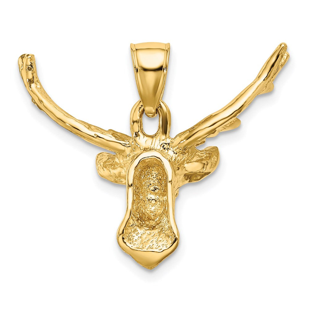 Million Charms 14K Yellow Gold Themed 2-D Deer Head 8 Point Buck Charm