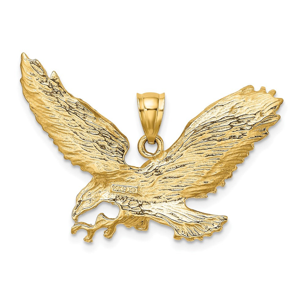 Million Charms 14K Yellow Gold Themed 2-D Eagle With Beak Touching Claws Charm