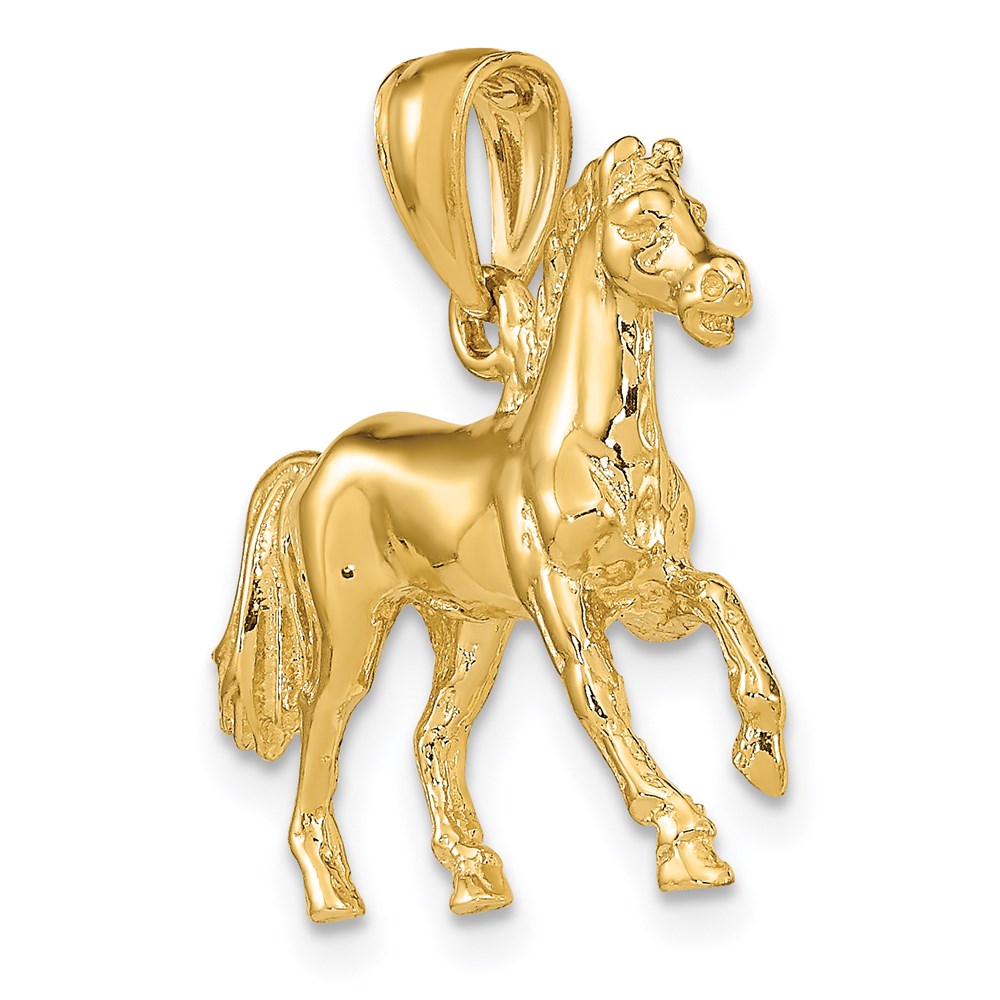 Million Charms 14K Yellow Gold Themed 3-D Horse Charm