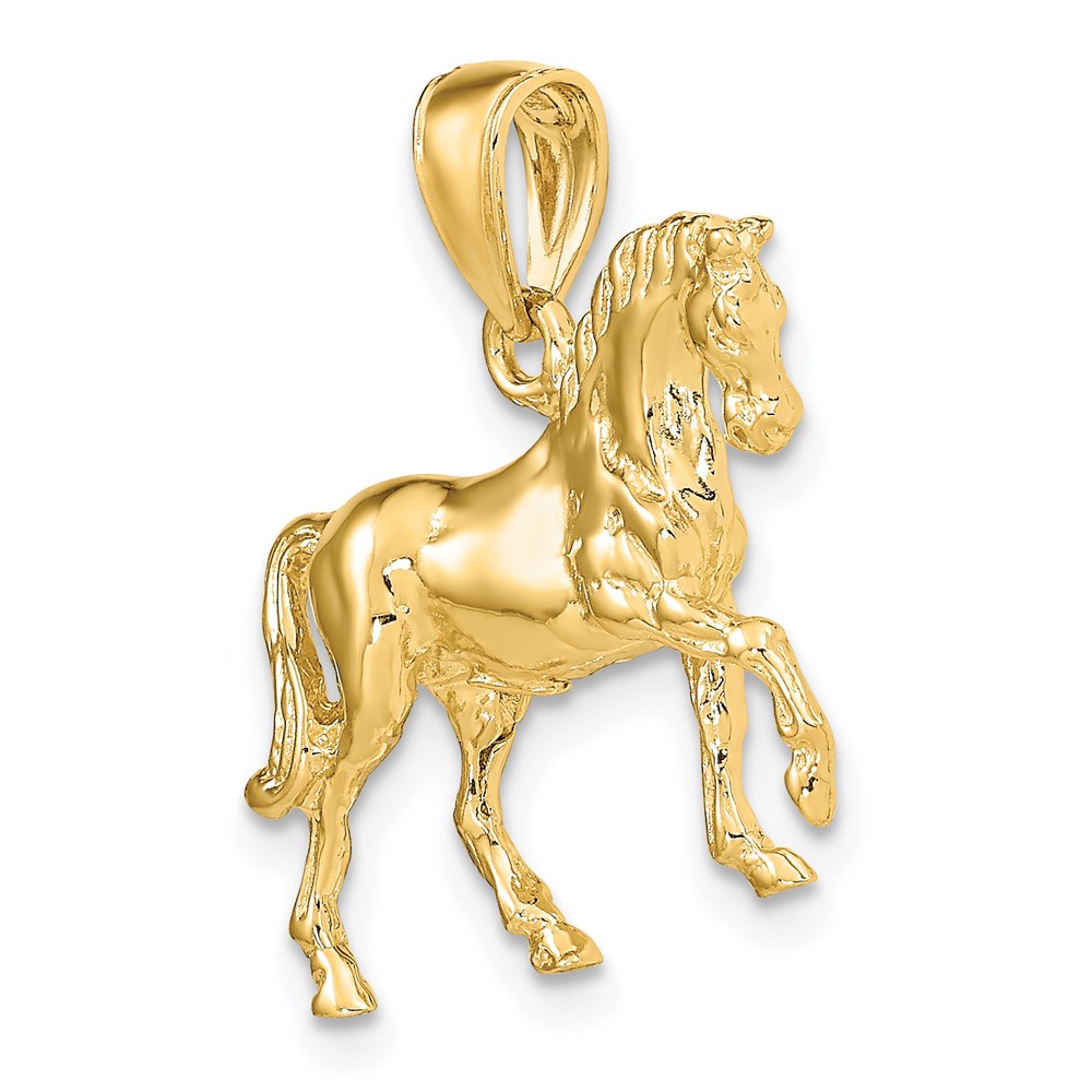 Million Charms 14K Yellow Gold Themed 3-D Horse Charm