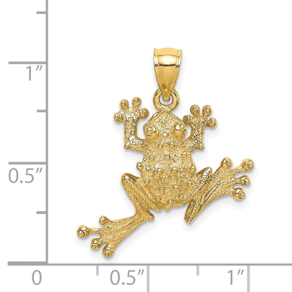 Million Charms 14K Yellow Gold Themed 2-D Textured Frog Charm