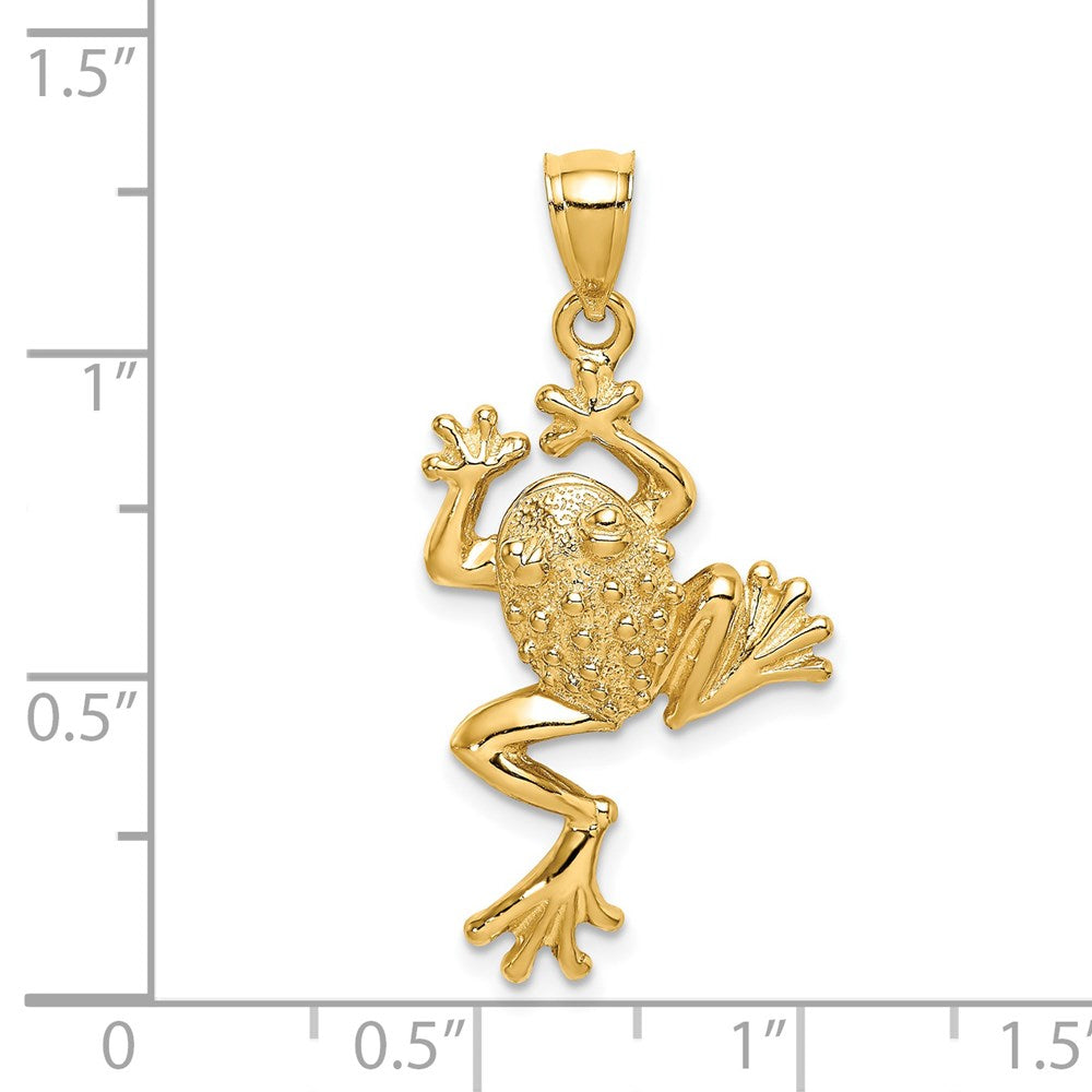 Million Charms 14K Yellow Gold Themed Frog With Textured Back Charm