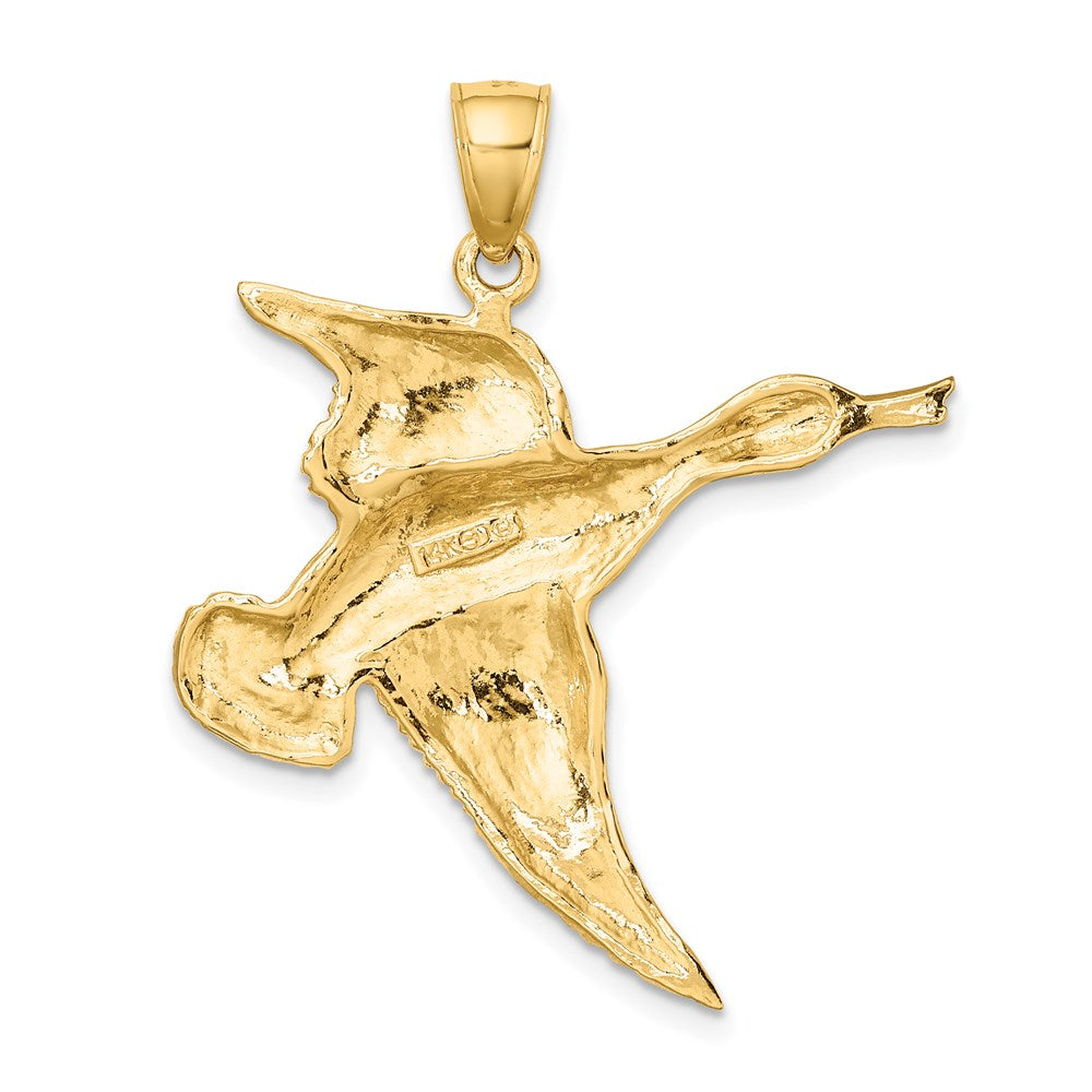 Million Charms 14K Yellow Gold Themed 2-D Textured Flying Duck Charm