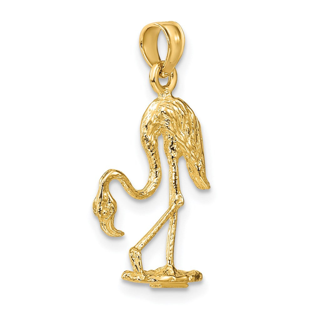 Million Charms 14K Yellow Gold Themed 3-D Textured Flamingo Charm