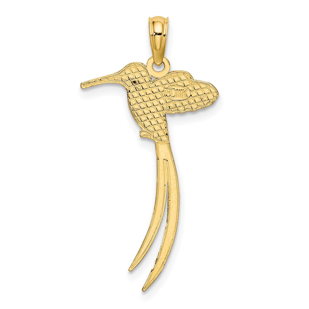 Million Charms 14K Yellow Gold Themed Polished Bird With Long Tail Charm