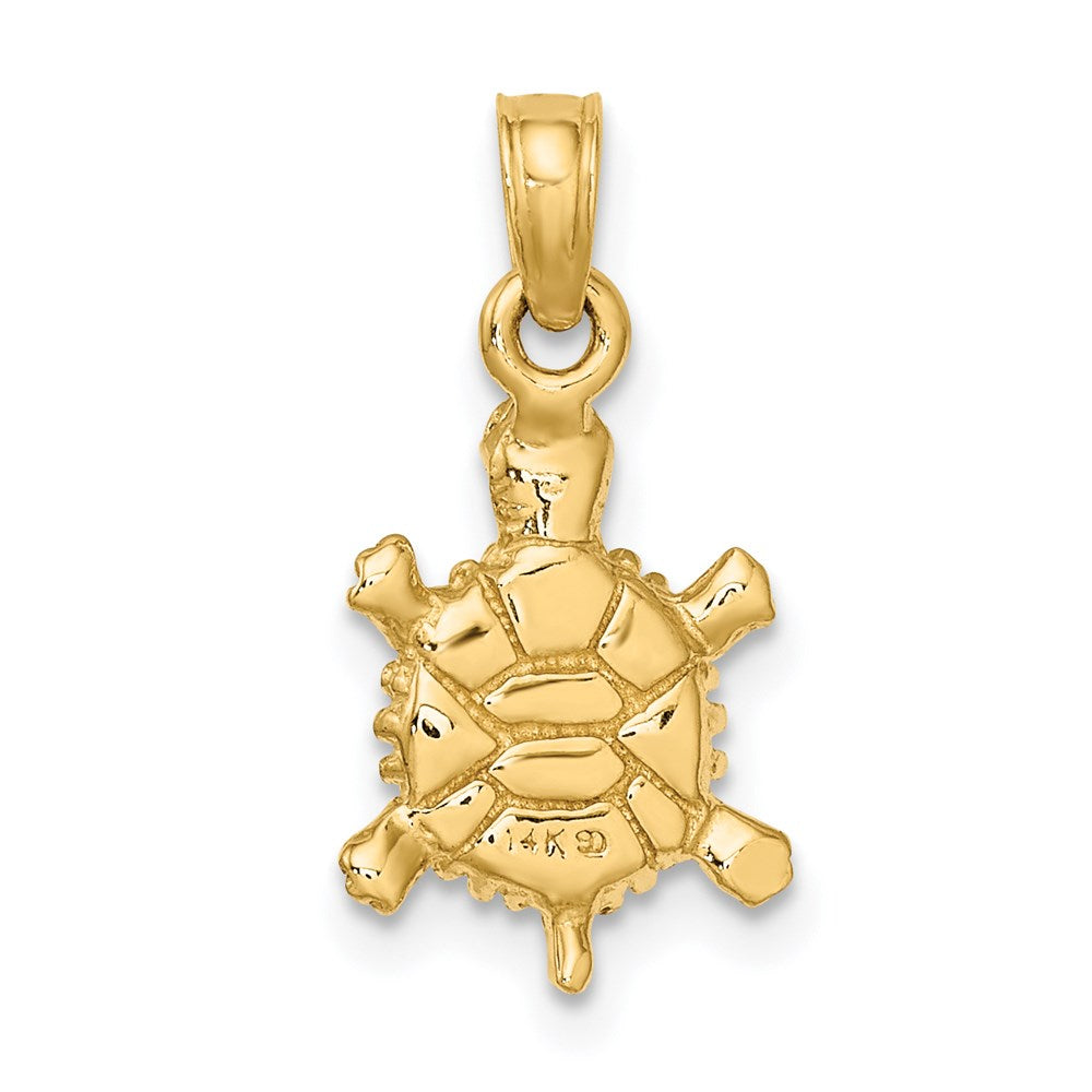 Million Charms 14K Yellow Gold Themed 3-D Polished Land Turtle Charm