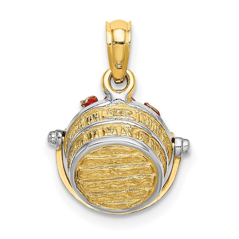 Million Charms 14K With White Rhodium-Plated 3-D Enamel Apple Basket