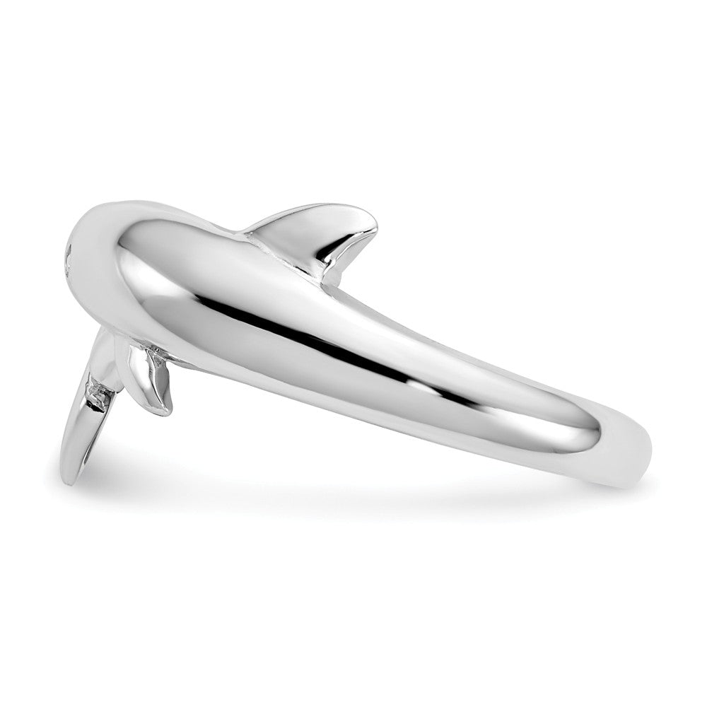 14k White Gold Dolphin Ring, Size: 6.75