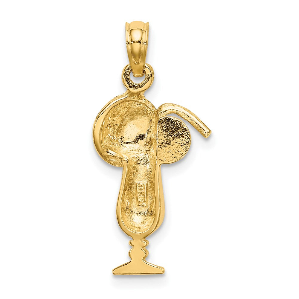 Million Charms 14K Yellow Gold Themed Tropical Drink With Multi-Colored Enamel Umbrella Charm