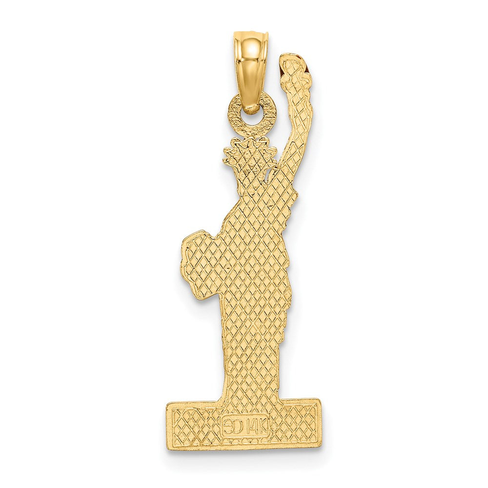Million Charms 14K Yellow Gold Themed With Enamel Flame Statue Of Liberty On New York Block Charm