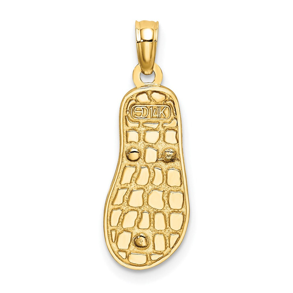 Million Charms 14K Yellow Gold Themed Enamel Bucket On Stripe Flip-Flop Charm
