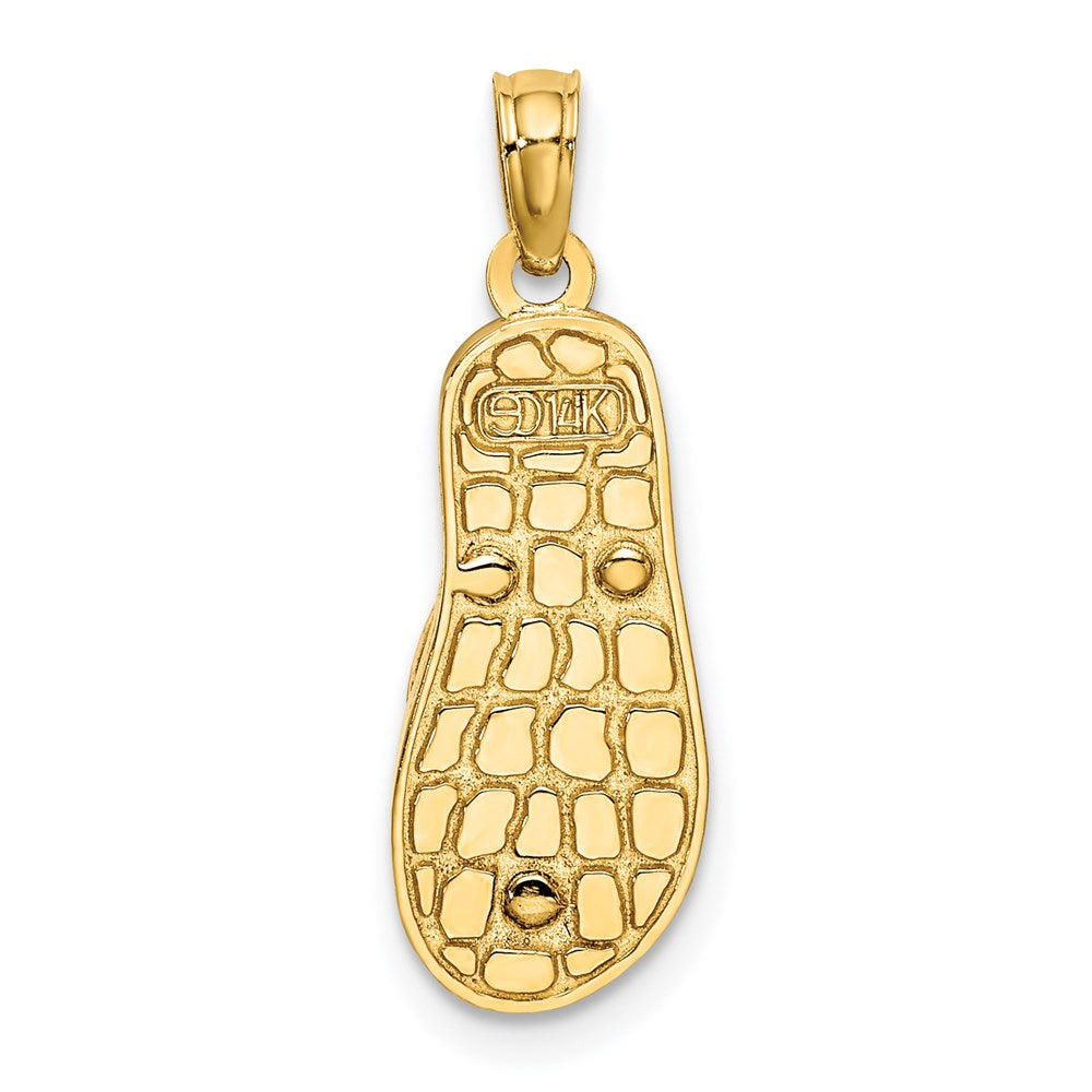 Million Charms 14K Yellow Gold Themed Enamel Shell On Red Checkered Flip-Flop Charm