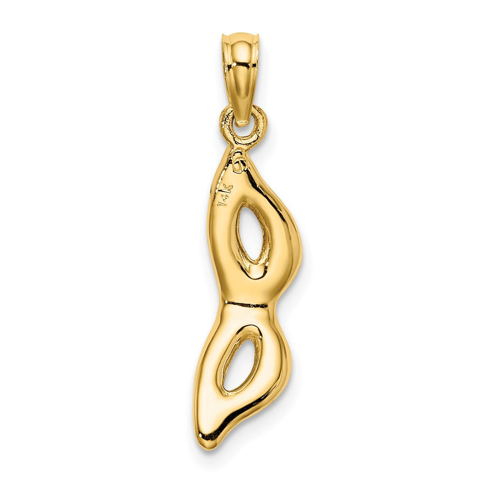 Million Charms 14K Yellow Gold Themed 3-D & Beveled With Blue Enamel Masquerade Mask Pendant