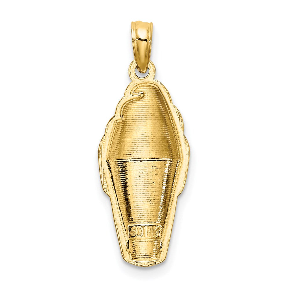 Million Charms 14K Yellow Gold Themed Strawberry Ice Cream Cone / 2-D (Pink Enamel)