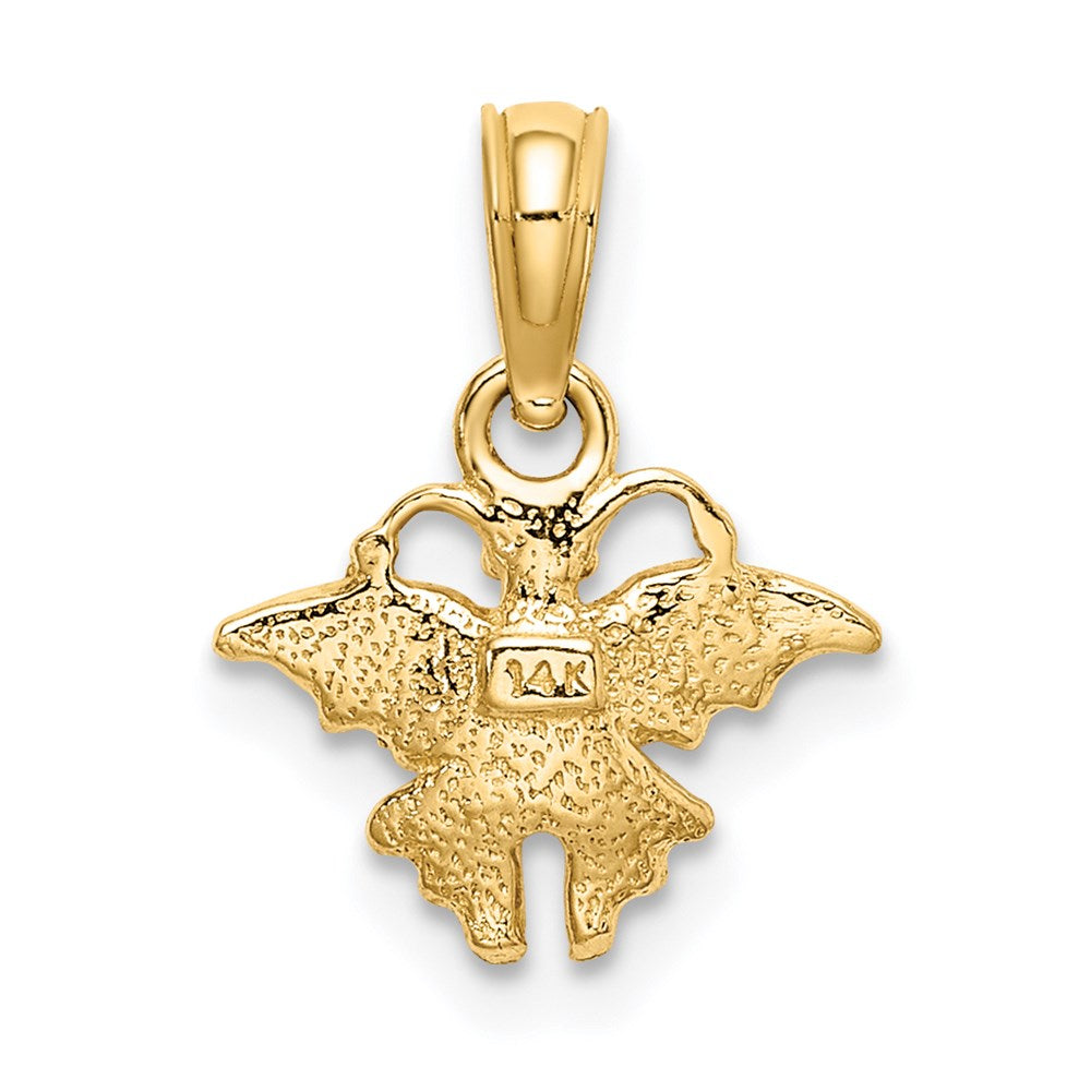 Million Charms 14K Yellow Gold Themed Enamel Mini Pink Butterfly Charm