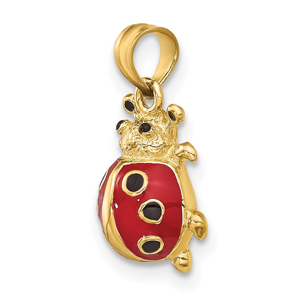Million Charms 14K Yellow Gold Themed 3-D Enamel Ladybug Charm