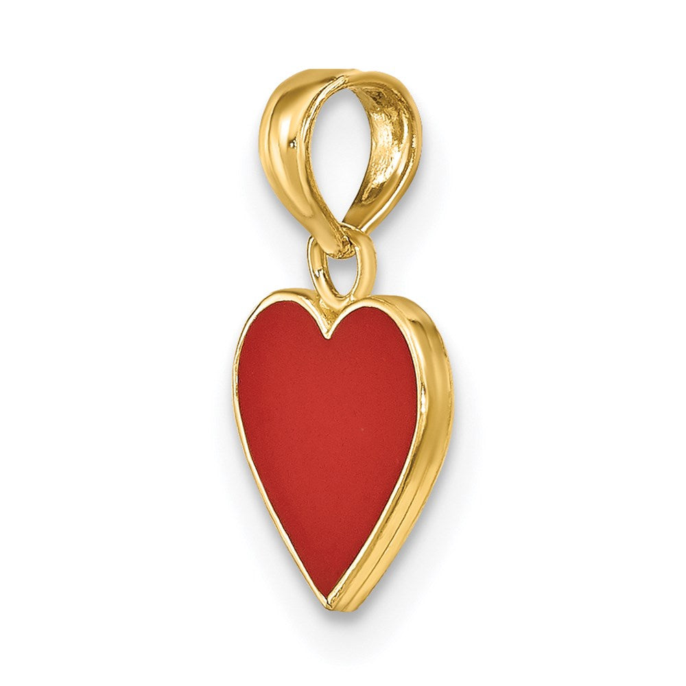 Million Charms 14K Yellow Gold Themed Polished Enameled Heart Pendant