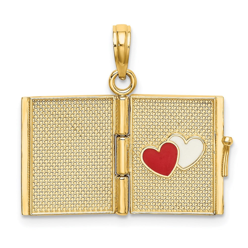 Million Charms 14K Yellow Gold Themed Polished Enameled Moveable My Love Story Book Pendant