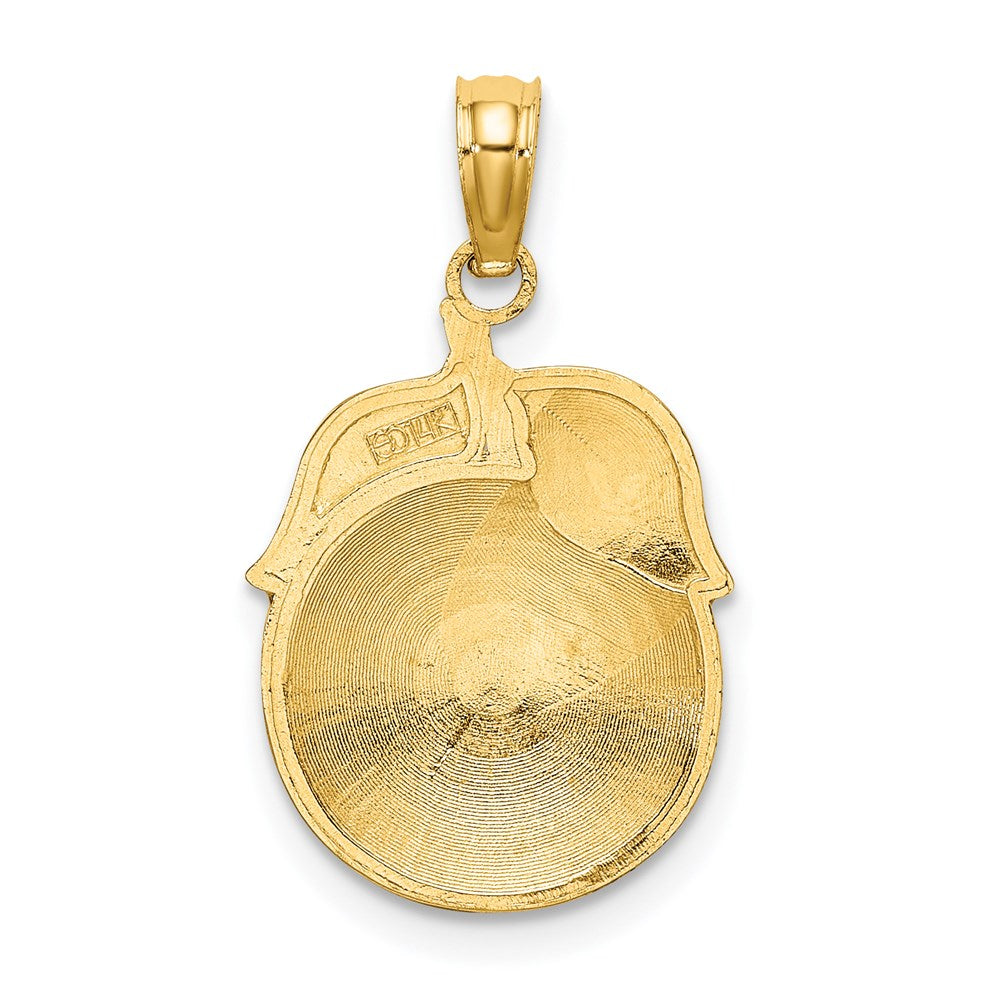 Million Charms 14K Yellow Gold Themed Enamel Orange With Stem & Leaf / 2-D