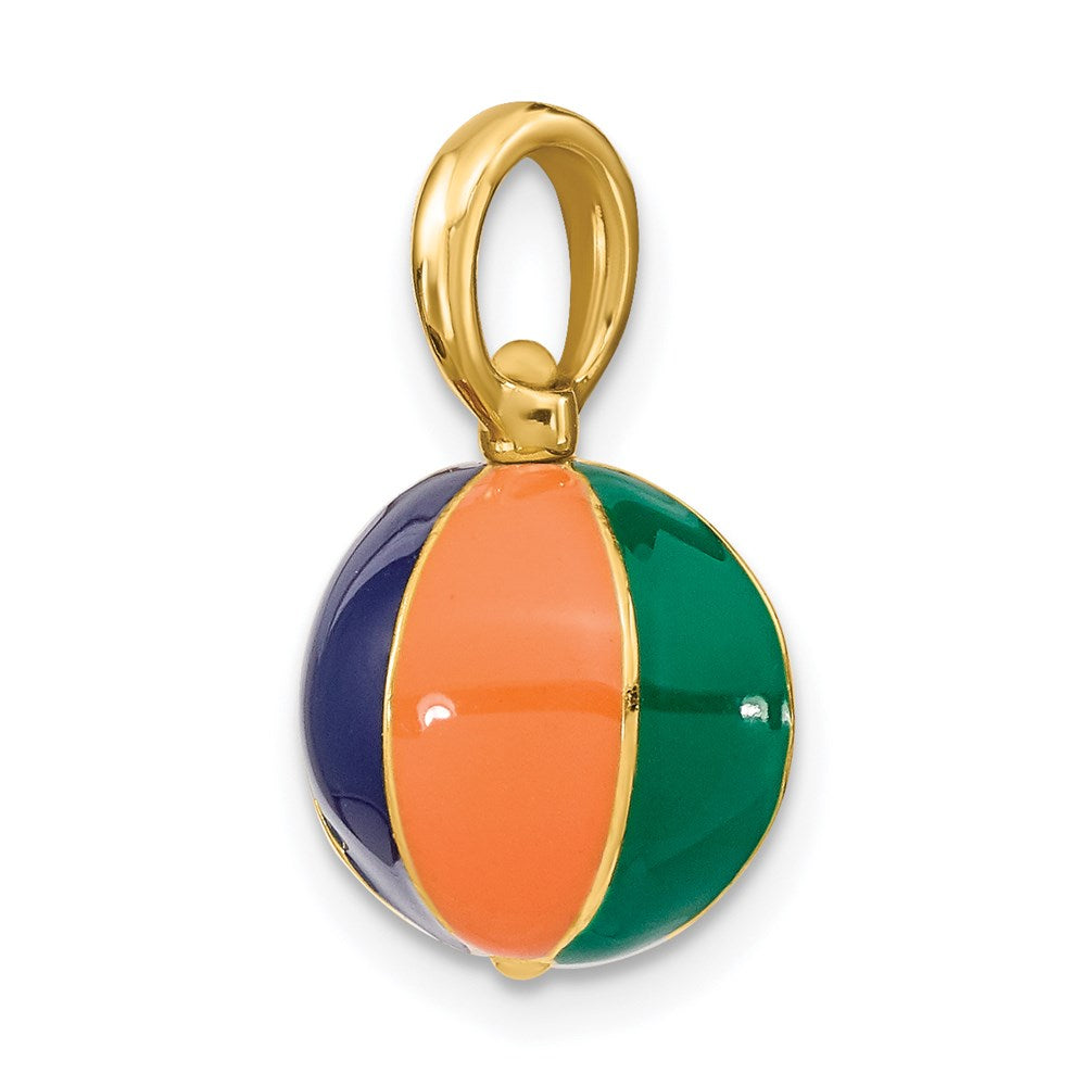 Million Charms 14K Yellow Gold Themed 3-D Multi Color Enamel Beach Ball Charm