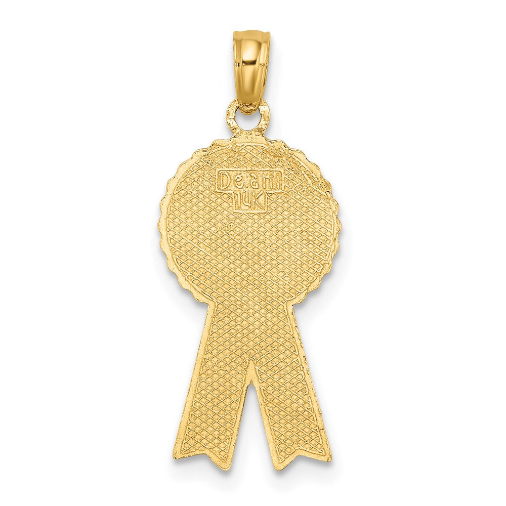 Million Charms 14K Yellow Gold Themed Enamel 1St Place Ribbon Charm