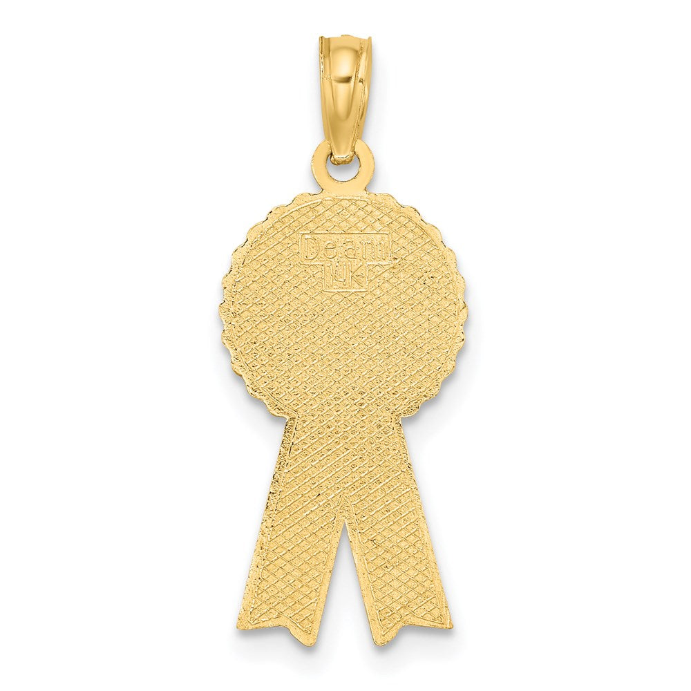 Million Charms 14K Yellow Gold Themed Enamel Birthday Girl Pink Ribbon Charm