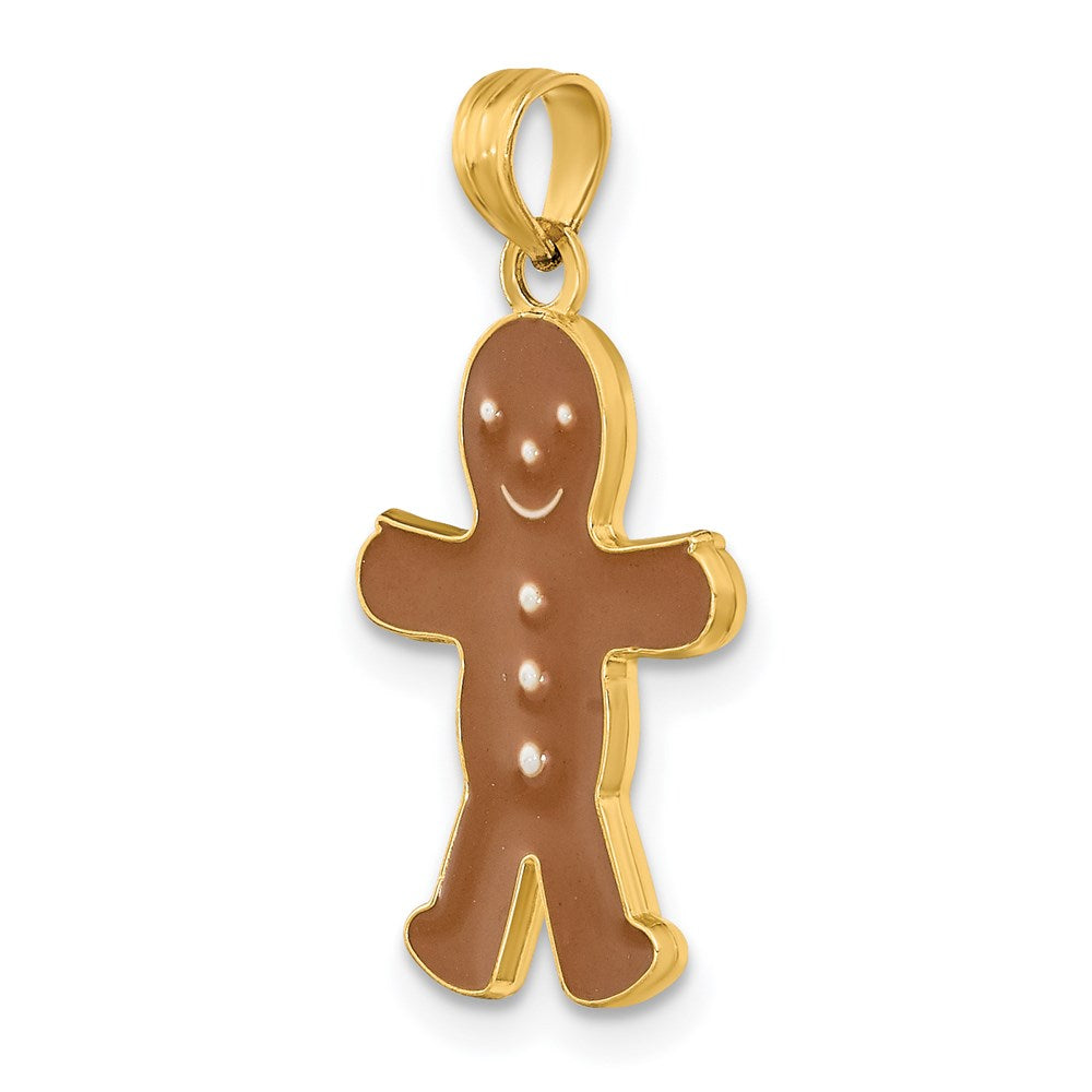 Million Charms 14K Yellow Gold Themed 3-D & Enamel Gingerbread Man Charm