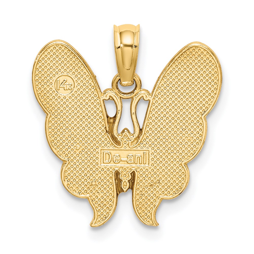Million Charms 14K Yellow Gold Themed With Multi-Color Enamel Butterfly Charm