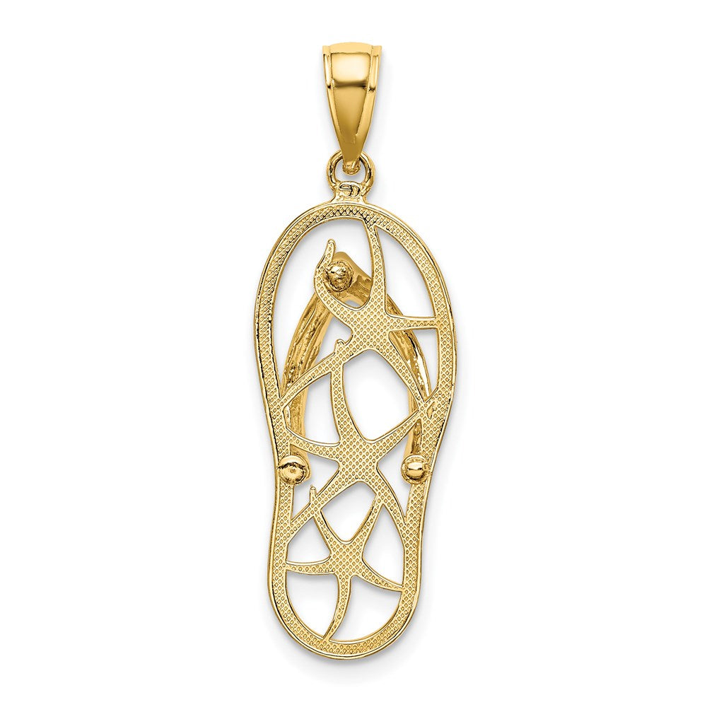 Million Charms 14K Yellow Gold Themed Multi Nautical Starfish Enamel Flip-Flop Charm