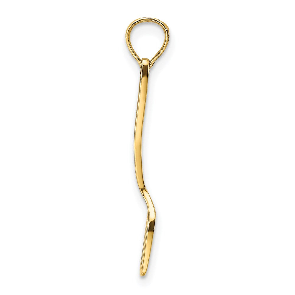 Million Charms 14K Yellow Gold Themed With Black Enamel 3-D Spatula Charm