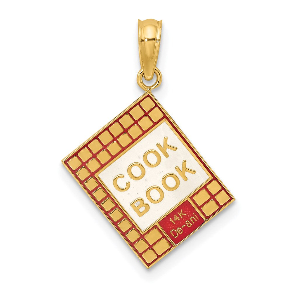 Million Charms 14K Yellow Gold Themed With Red Enamel 3-D Cook Book Charm