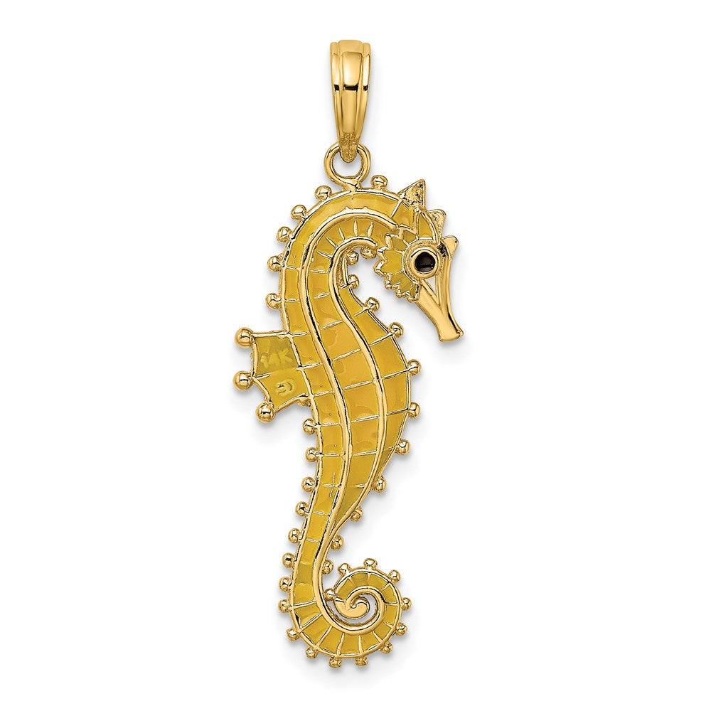 Million Charms 14K Yellow Gold Themed 3-D Enamel Nautical Seahorse Charm