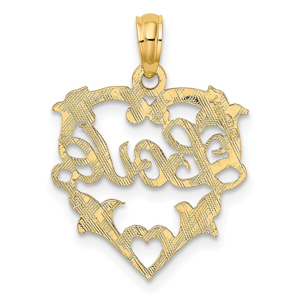 Million Charms 14K Yellow Gold Themed Love In Heart With Floral Design Charm