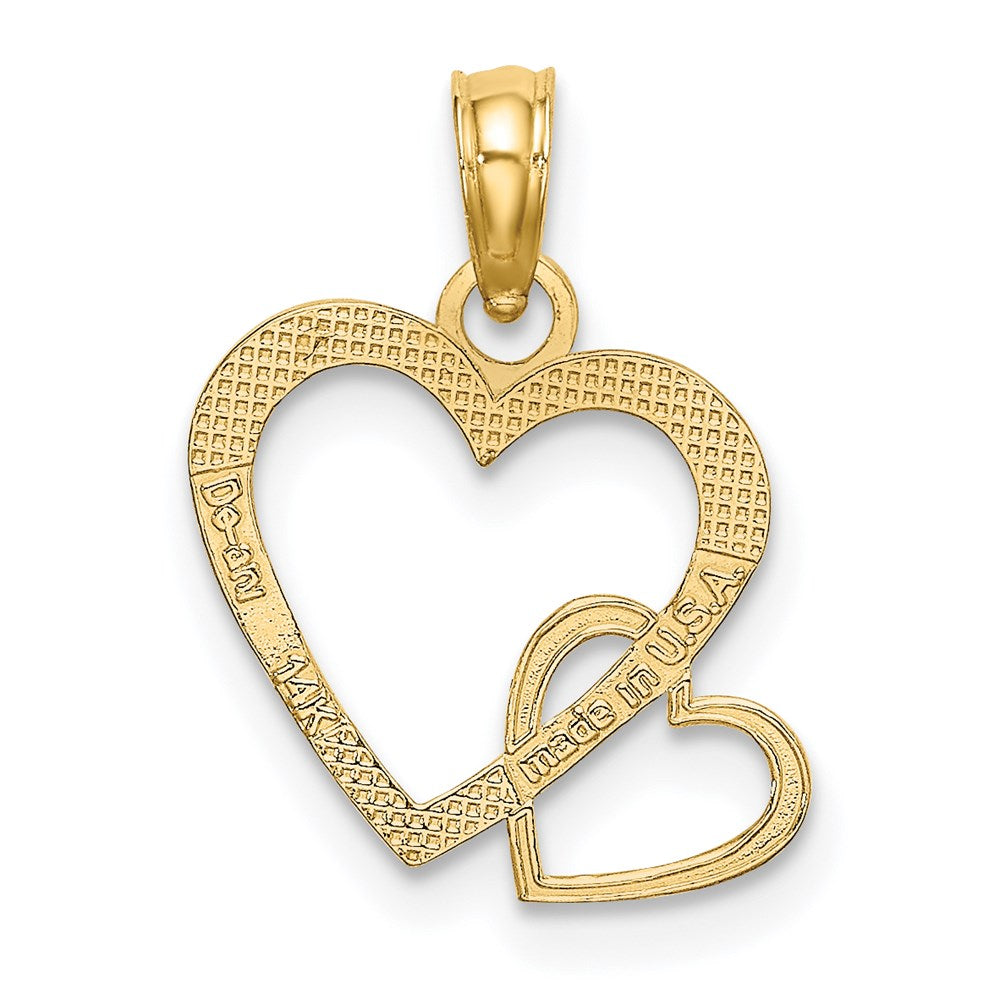 Million Charms 14K Yellow Gold Themed Flat Two Hearts Intertwined Charm