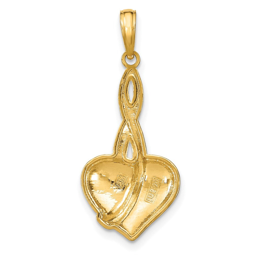 Million Charms 14K Yellow Gold Themed Polished Drop Heart Charm