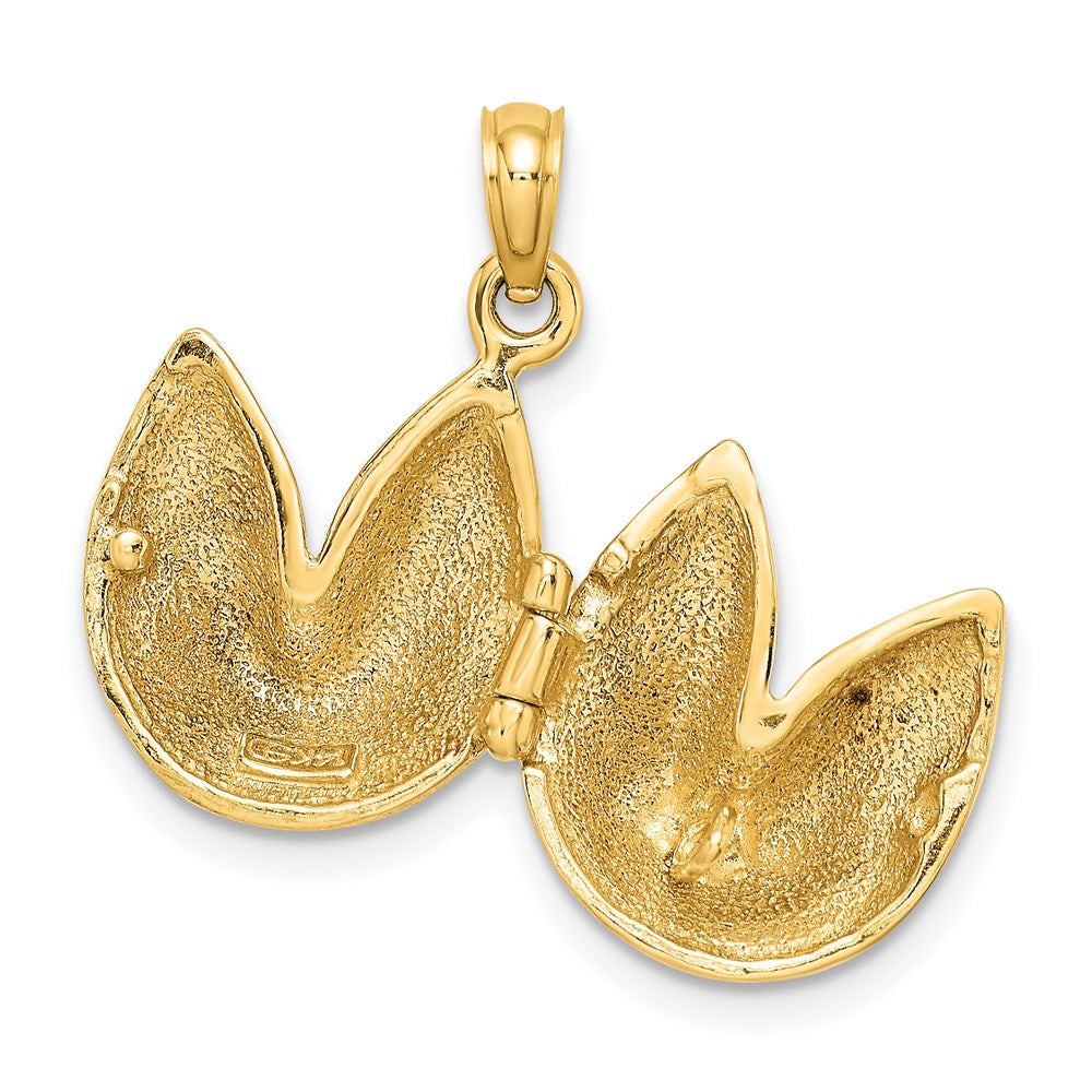 Million Charms 14K Yellow Gold Themed 3-D Moveable Fortune Cookie Charm