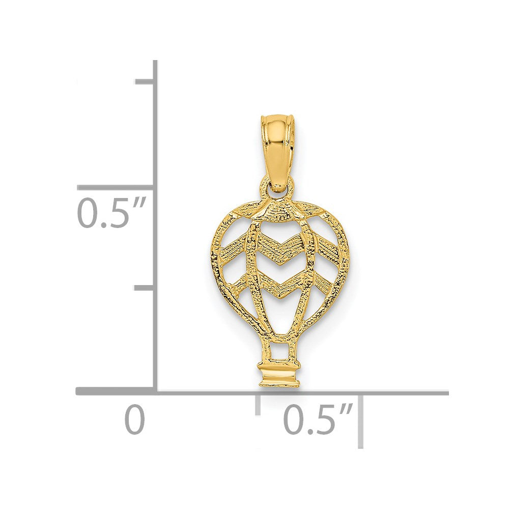 Million Charms 14K Yellow Gold Themed Cut-Out & Flat Hot Air Balloon Charm