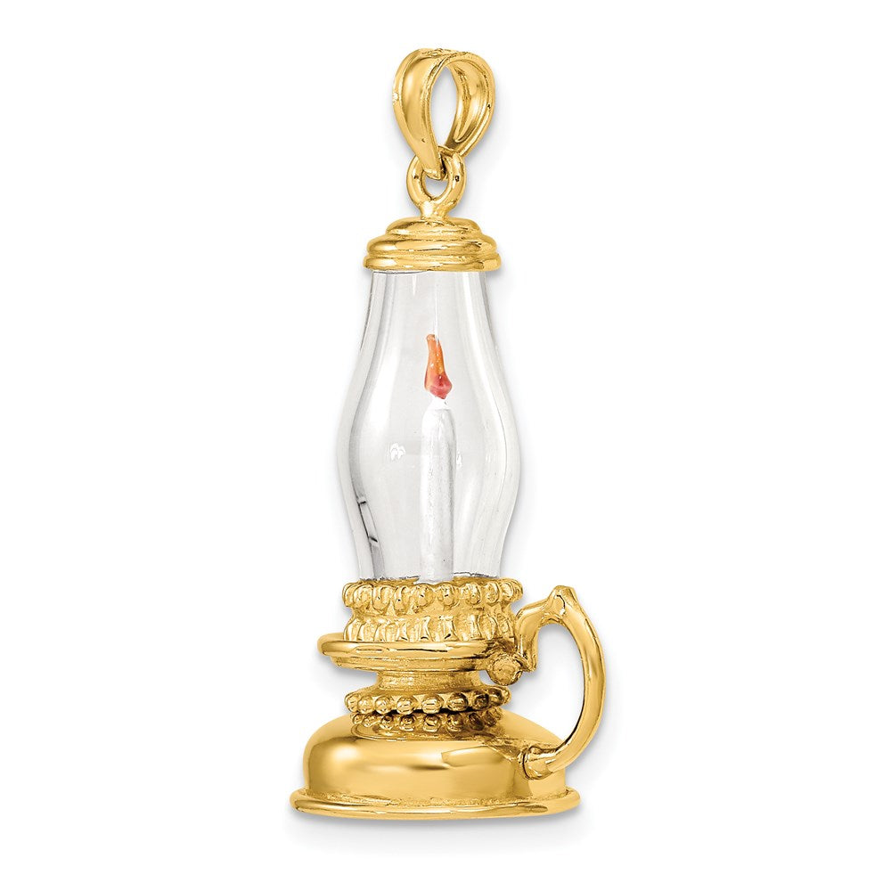 Million Charms 14K Yellow Gold Themed With Glass & Enamel 3-D Candle Latern Charm