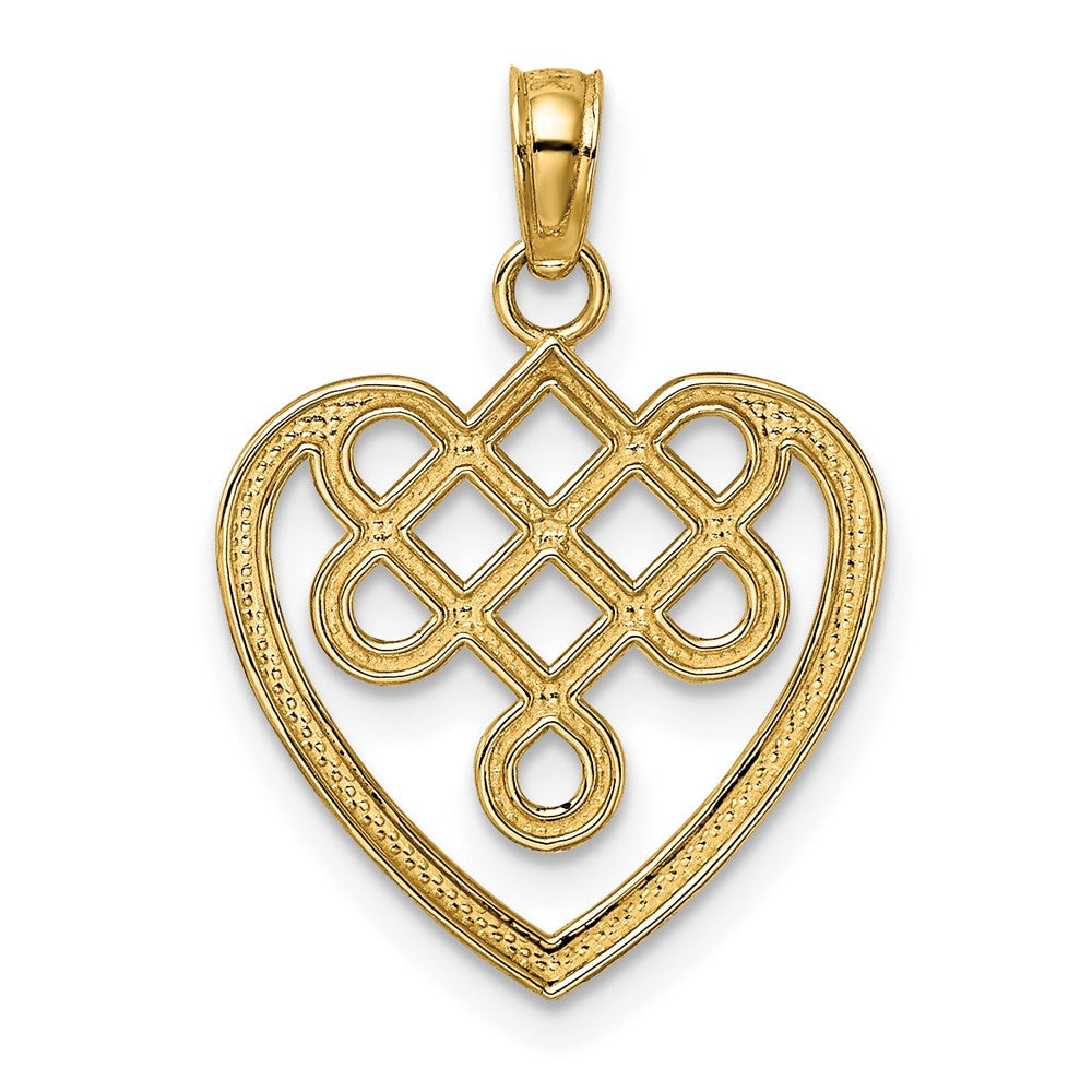 Million Charms 14K Yellow Gold Themed Sm Celtic Knot Heart Charm