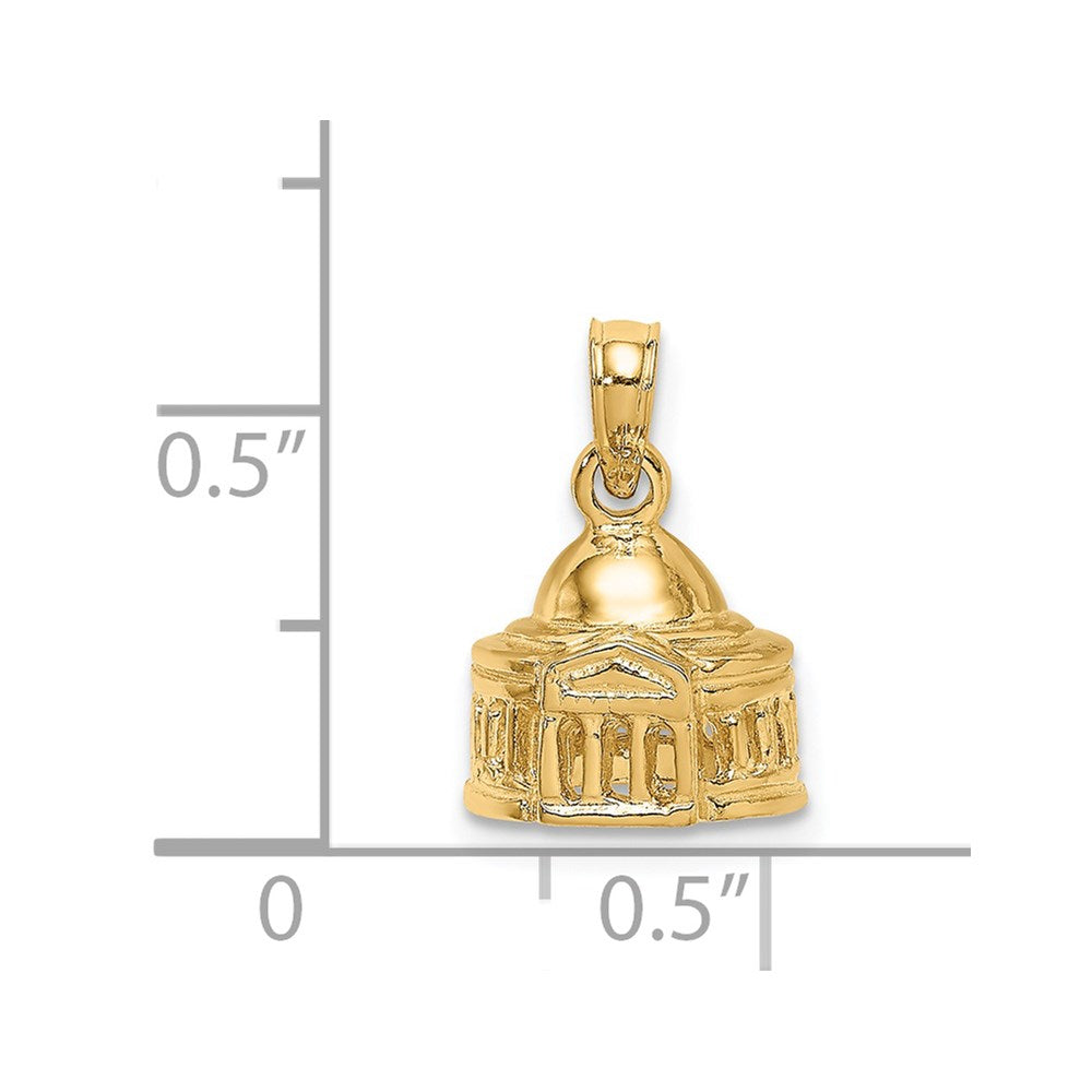 Million Charms 14K Yellow Gold Themed 3-D Jefferson Memorial Building / Washington D.C. Charm