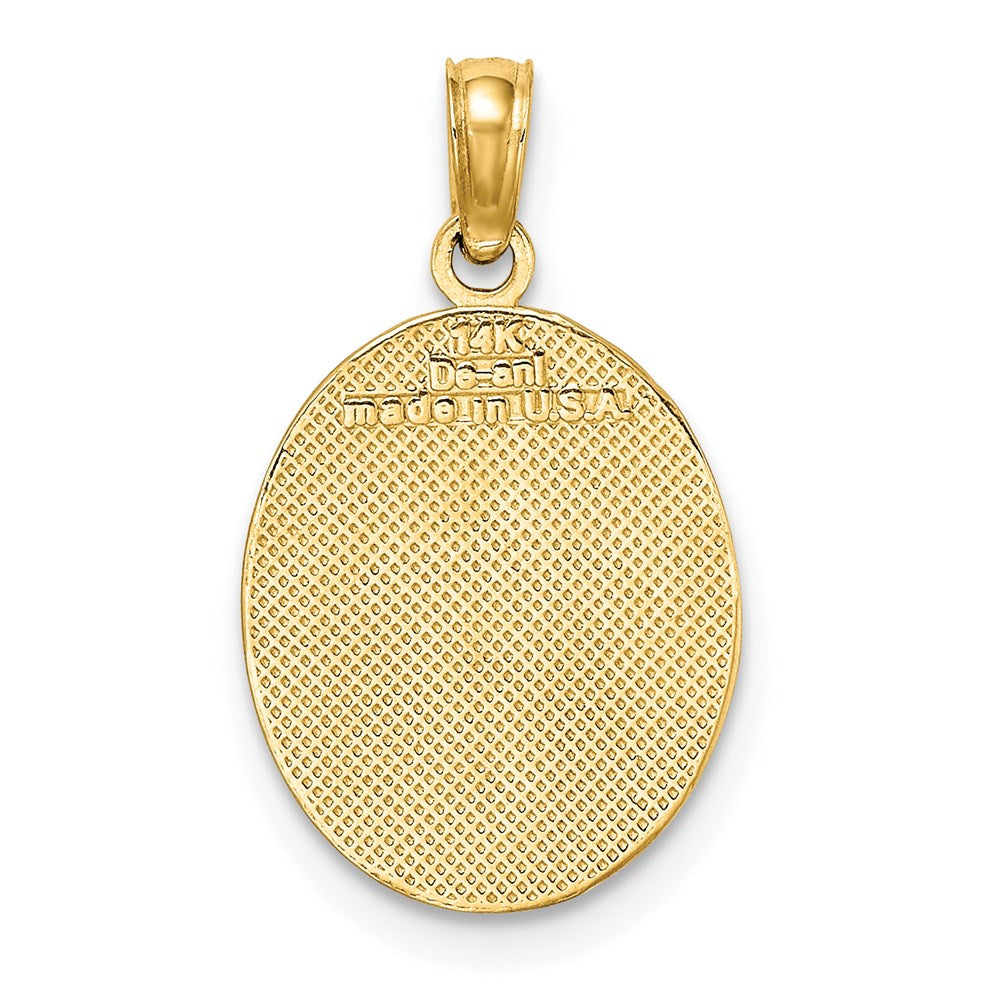Million Charms 14K Yellow Gold Themed Fleur-De-Lis On Oval Disc Charm