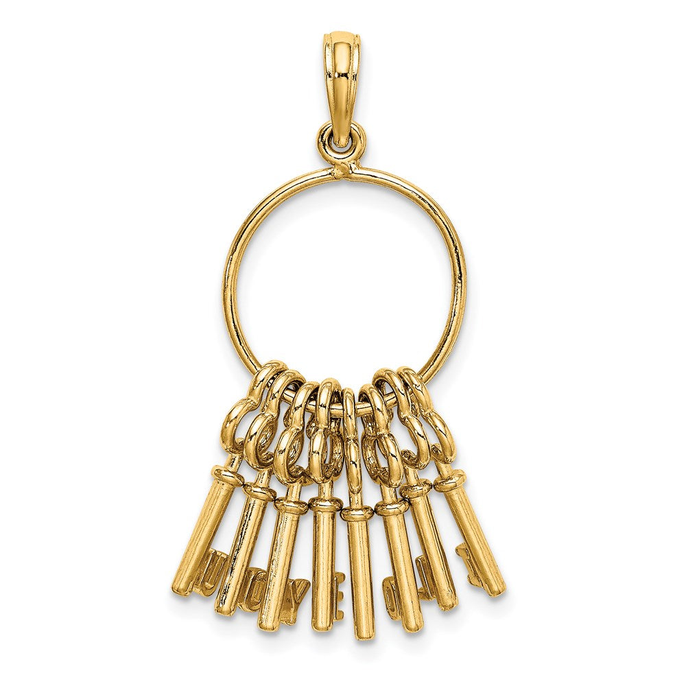 Million Charms 14K Yellow Gold Themed Moveable I Love You Key Chain Charm