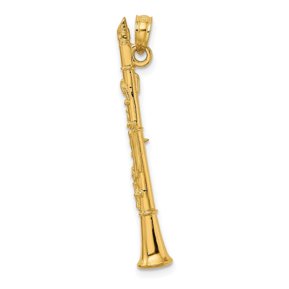 Million Charms 14K Yellow Gold Themed 3-D Clarinet Charm